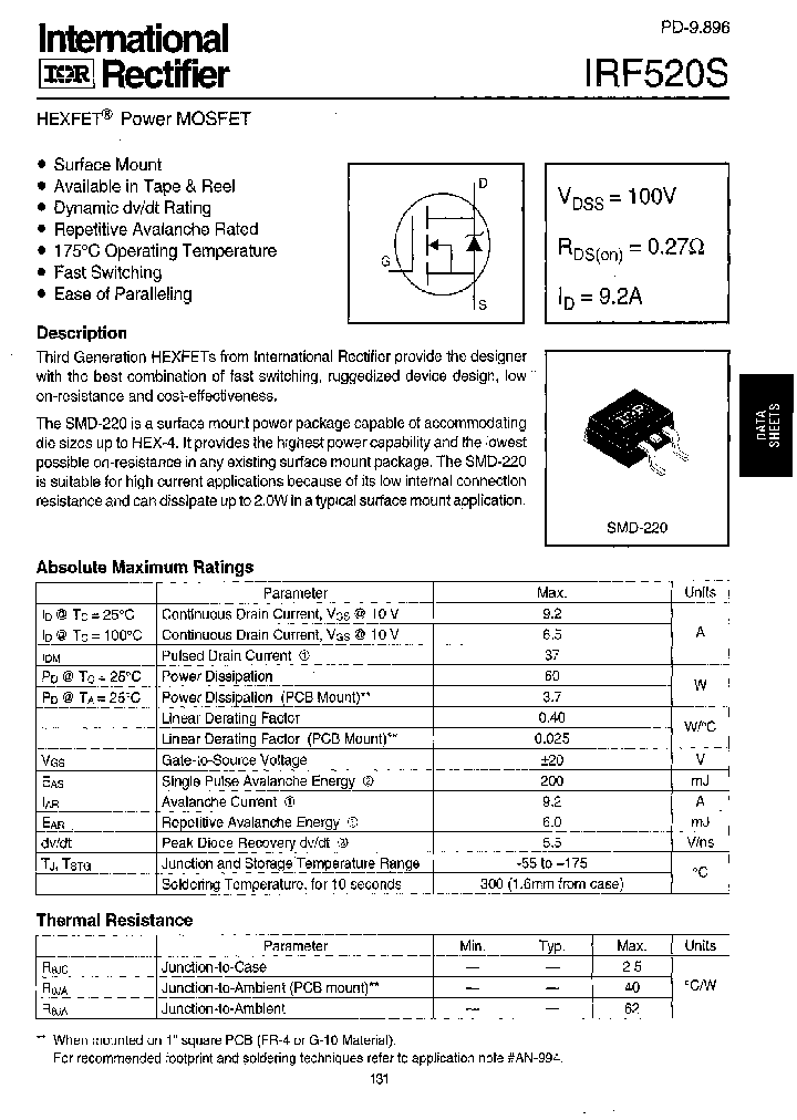 IRF520STRR_5905965.PDF Datasheet