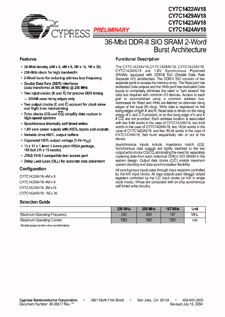 CY7C1422AV18-167BZXC_5907396.PDF Datasheet