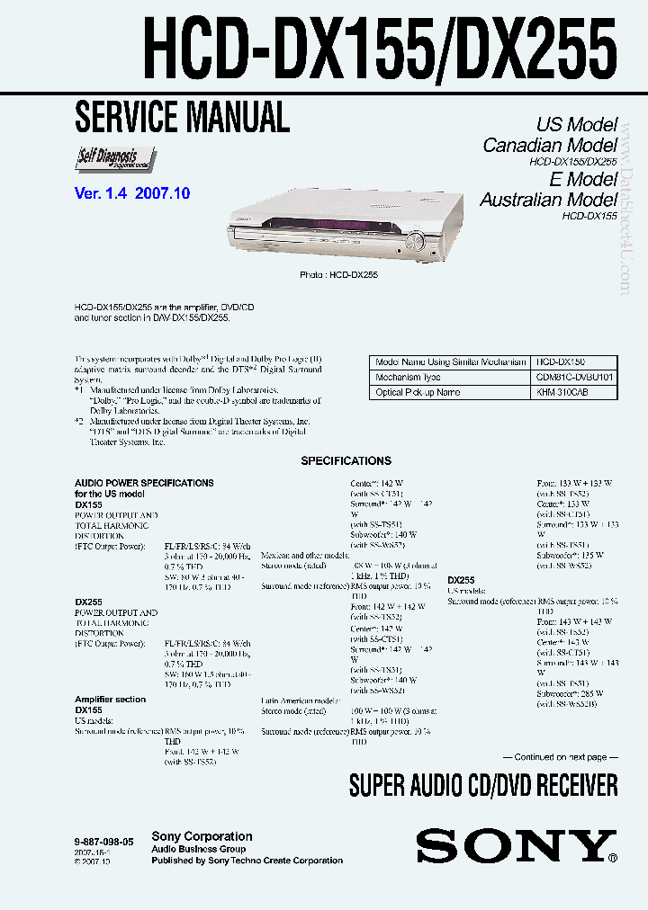 HCD-DX155_5893785.PDF Datasheet