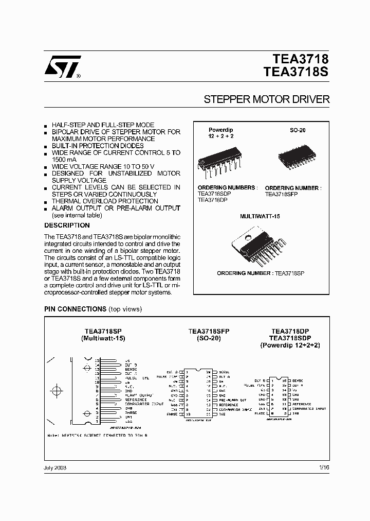 TEA3718SFPTR_5918171.PDF Datasheet