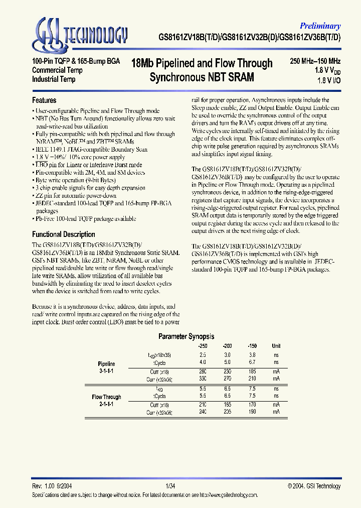GS8161ZV18B_5930592.PDF Datasheet