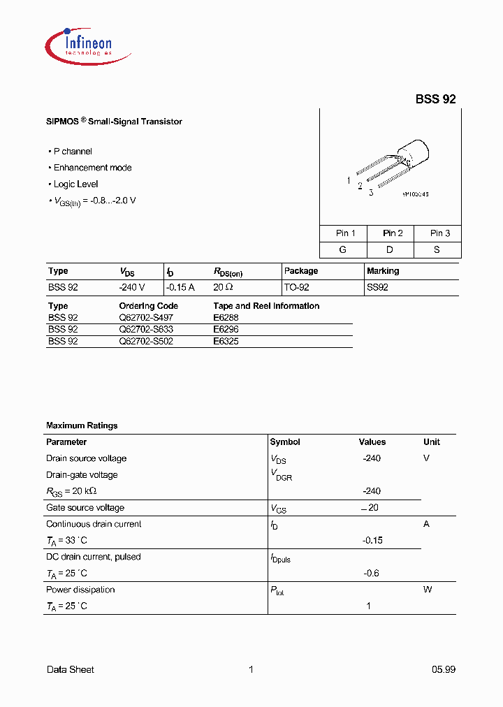 BSS92E6288_5935155.PDF Datasheet