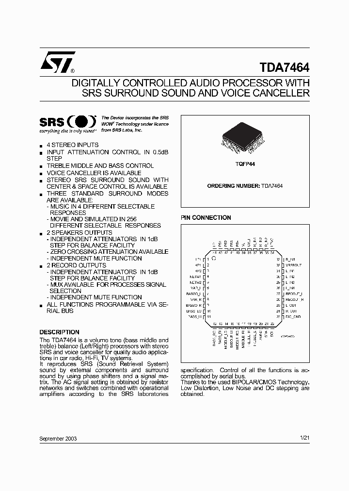 TDA7464_5935790.PDF Datasheet