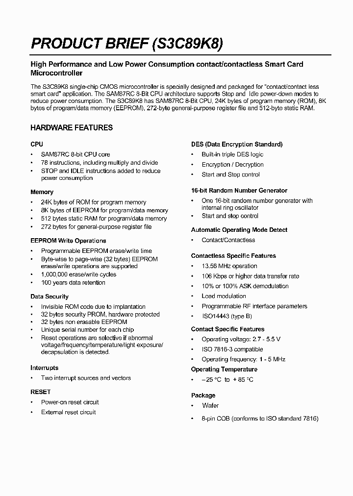 S3C89K8_5953153.PDF Datasheet