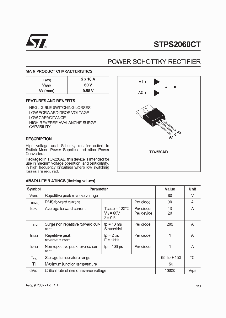 STPS2060CT_5956039.PDF Datasheet