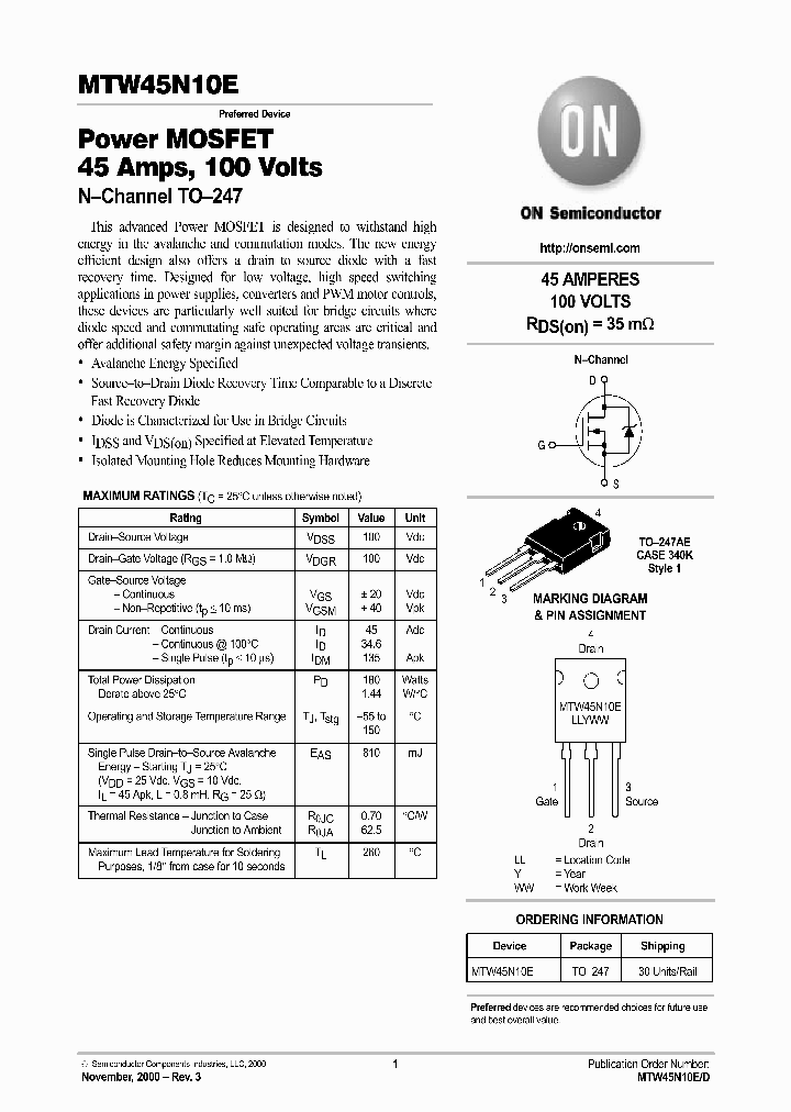 MTW45N10E-D_5960352.PDF Datasheet