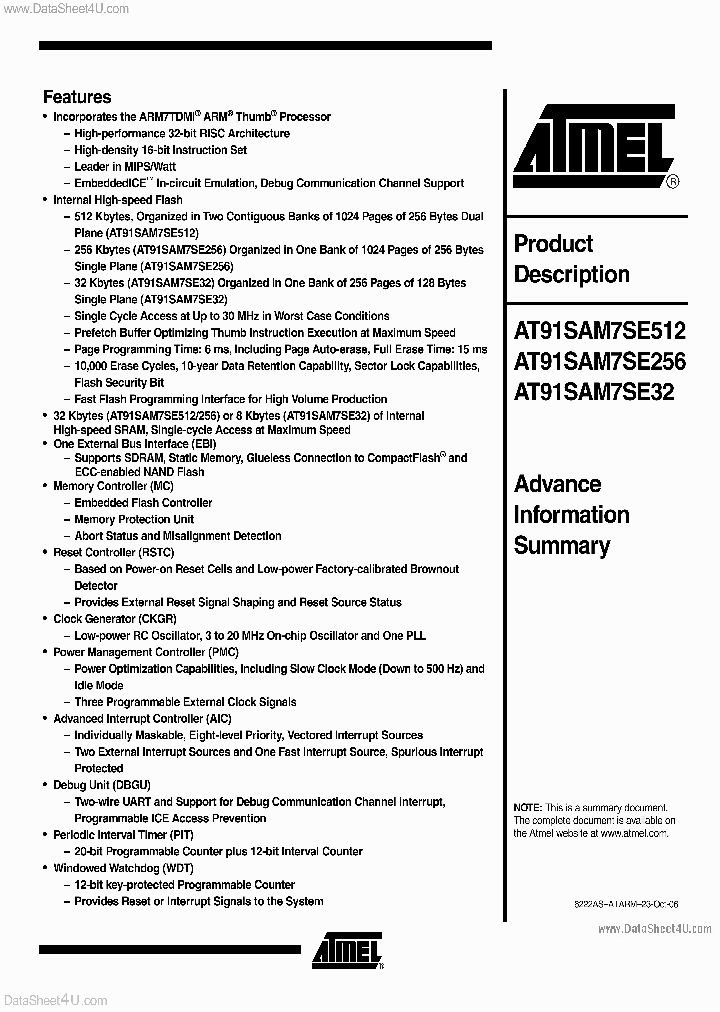 AT91SAM7SE256_5964649.PDF Datasheet