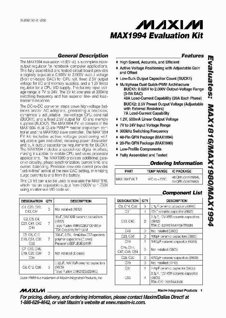 MAX1994EVKIT_5968243.PDF Datasheet