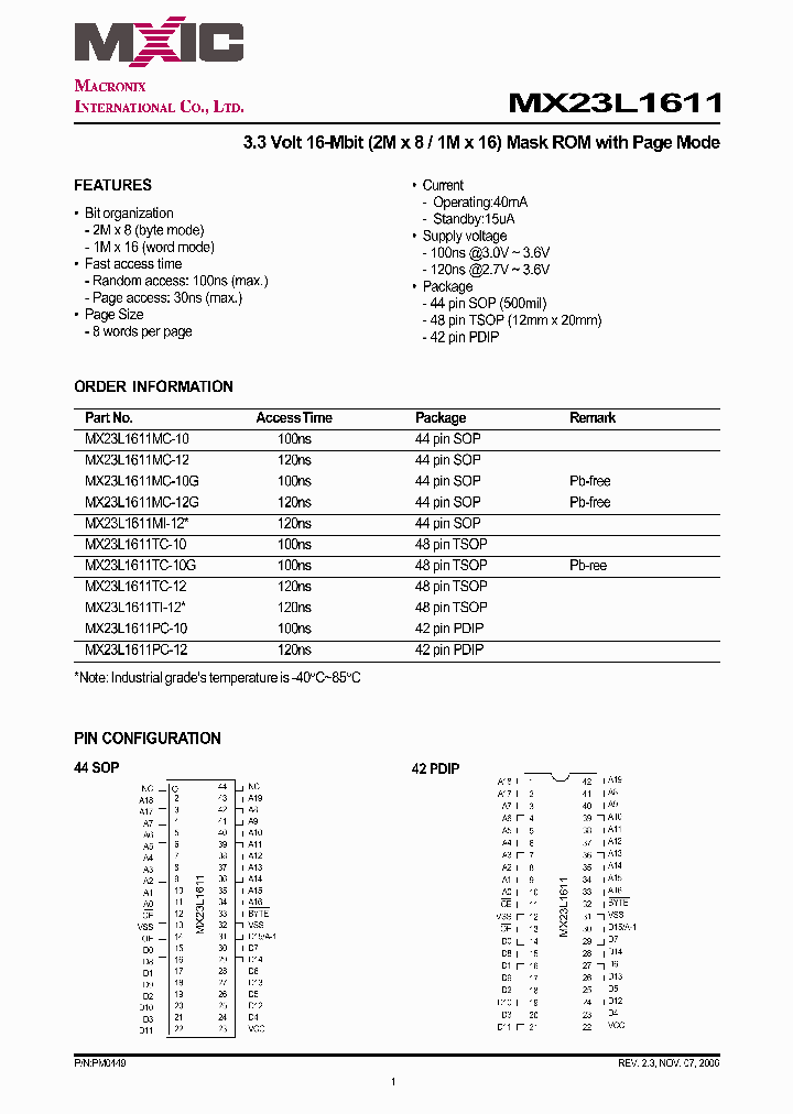 MX23L1611TC-10G_5972614.PDF Datasheet
