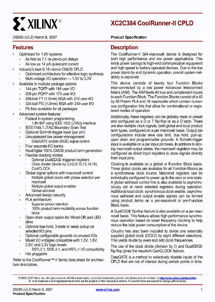 XC2C384-10FTG256I_5982291.PDF Datasheet