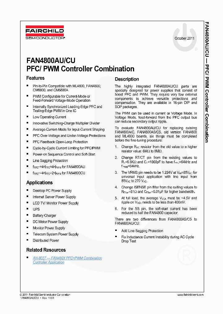 FAN4800AU_5998435.PDF Datasheet