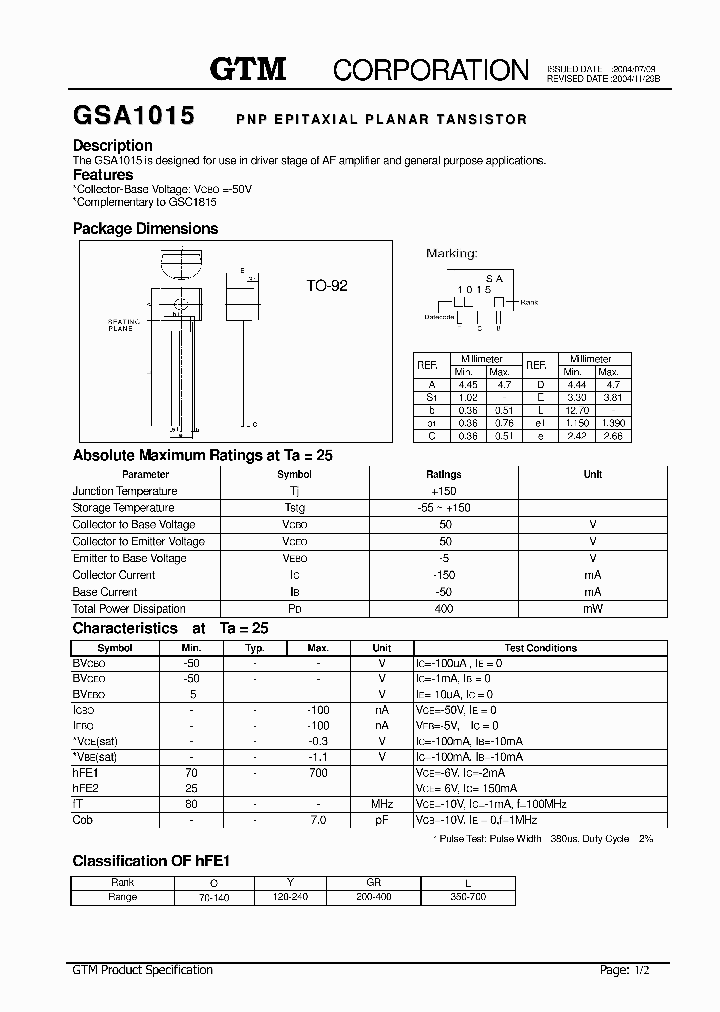 GSA1015_6000080.PDF Datasheet