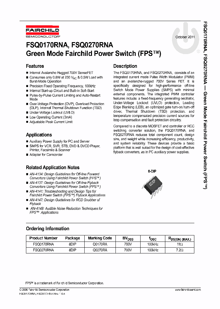 FSQ0170RNA11_6000731.PDF Datasheet