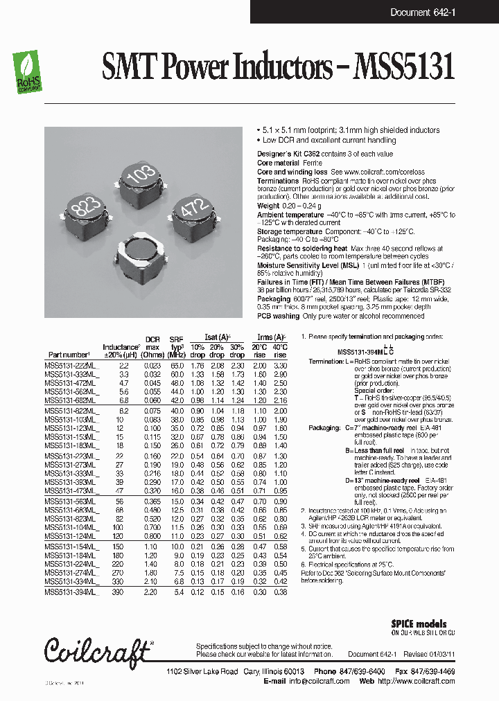 MSS5131-153MLB_6002684.PDF Datasheet