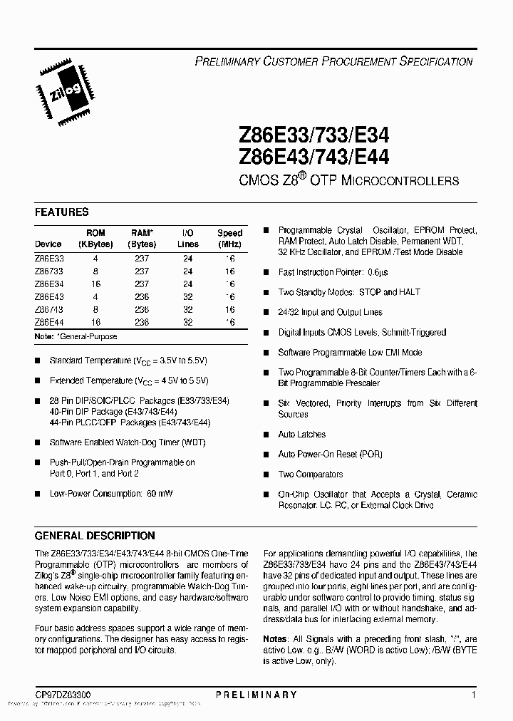 Z86E3316SEC_6016024.PDF Datasheet
