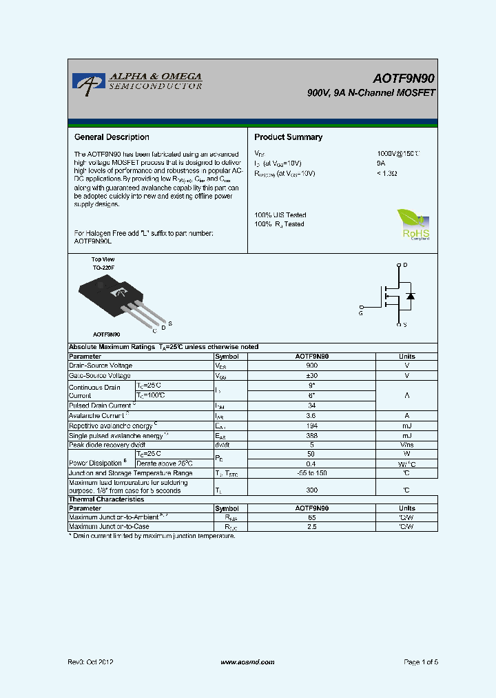 AOTF9N90_6025493.PDF Datasheet