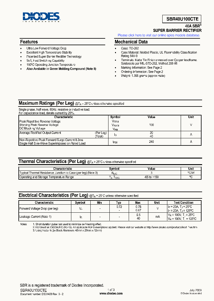 SBR40U100CTE_6051552.PDF Datasheet