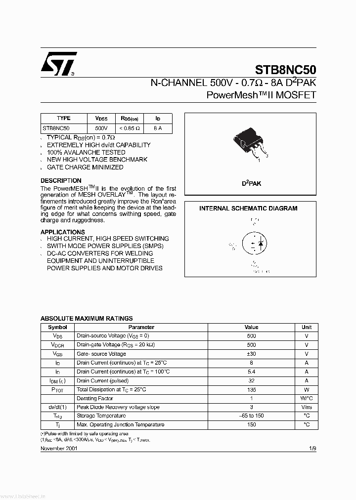 STB8NC50_6054465.PDF Datasheet