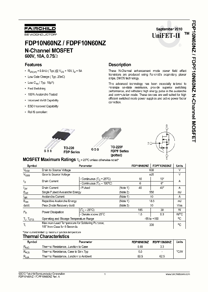 FDPF10N60NZ_6060288.PDF Datasheet