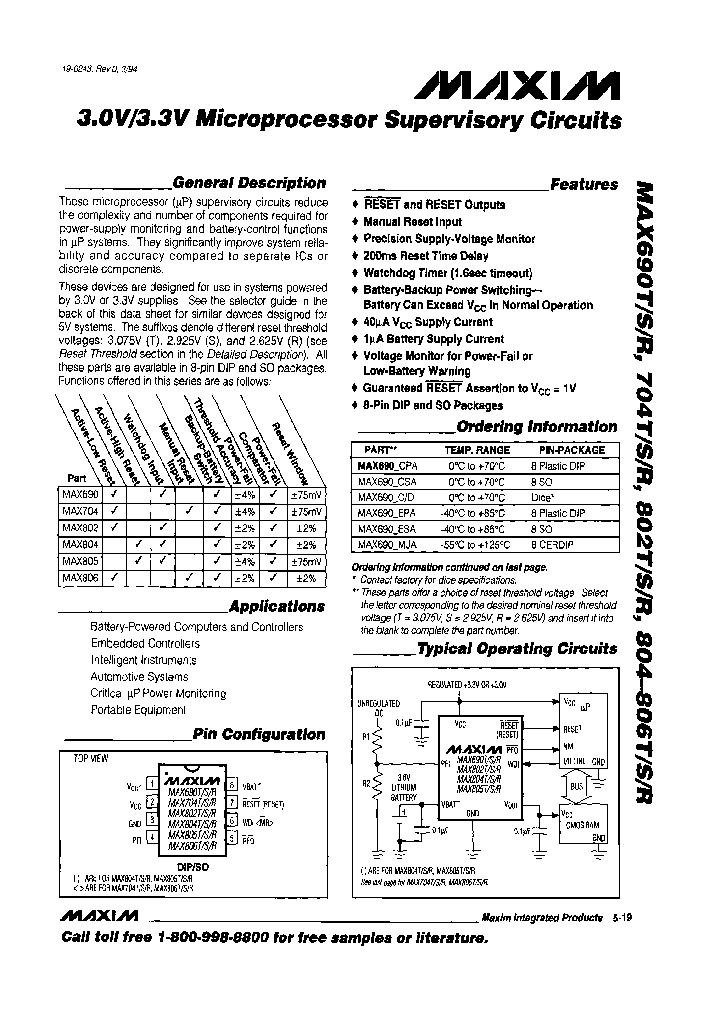 MAX704TCSAT_6060261.PDF Datasheet
