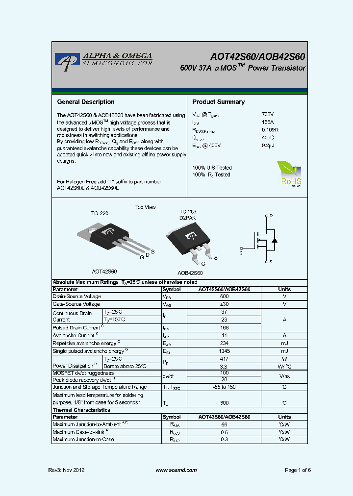AOT42S60_6060915.PDF Datasheet