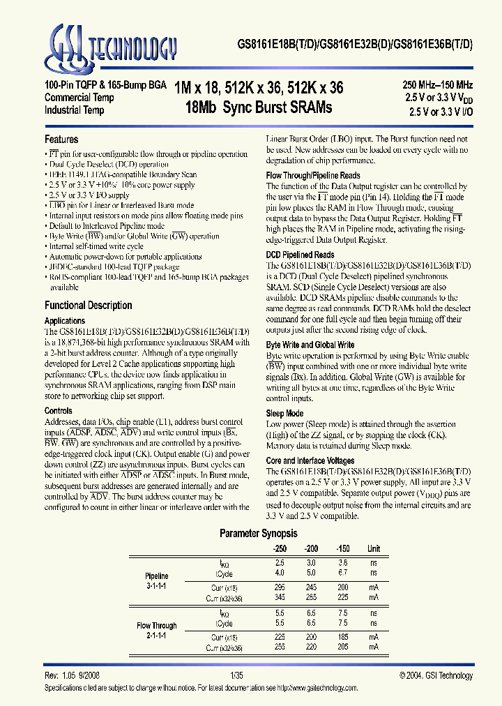 GS8161E18BD-150_6062705.PDF Datasheet