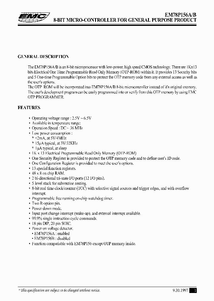 EM78P156A_6078857.PDF Datasheet