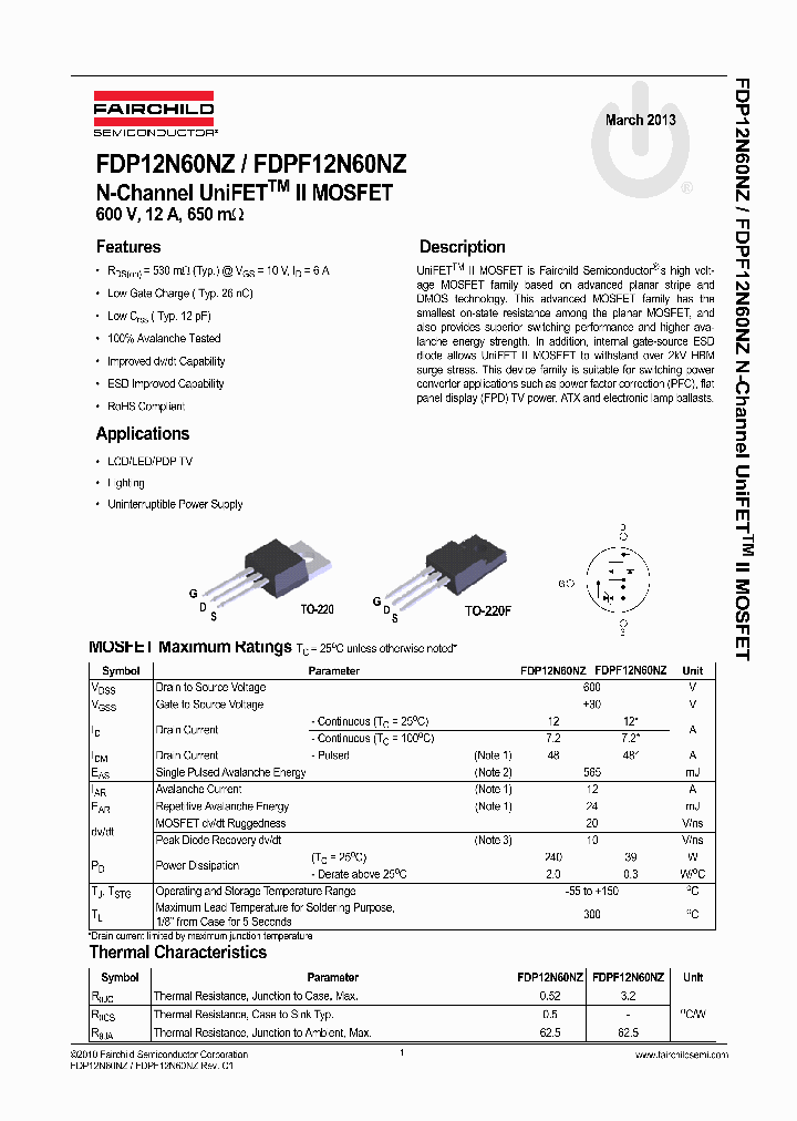 FDP12N60NZ_6084461.PDF Datasheet