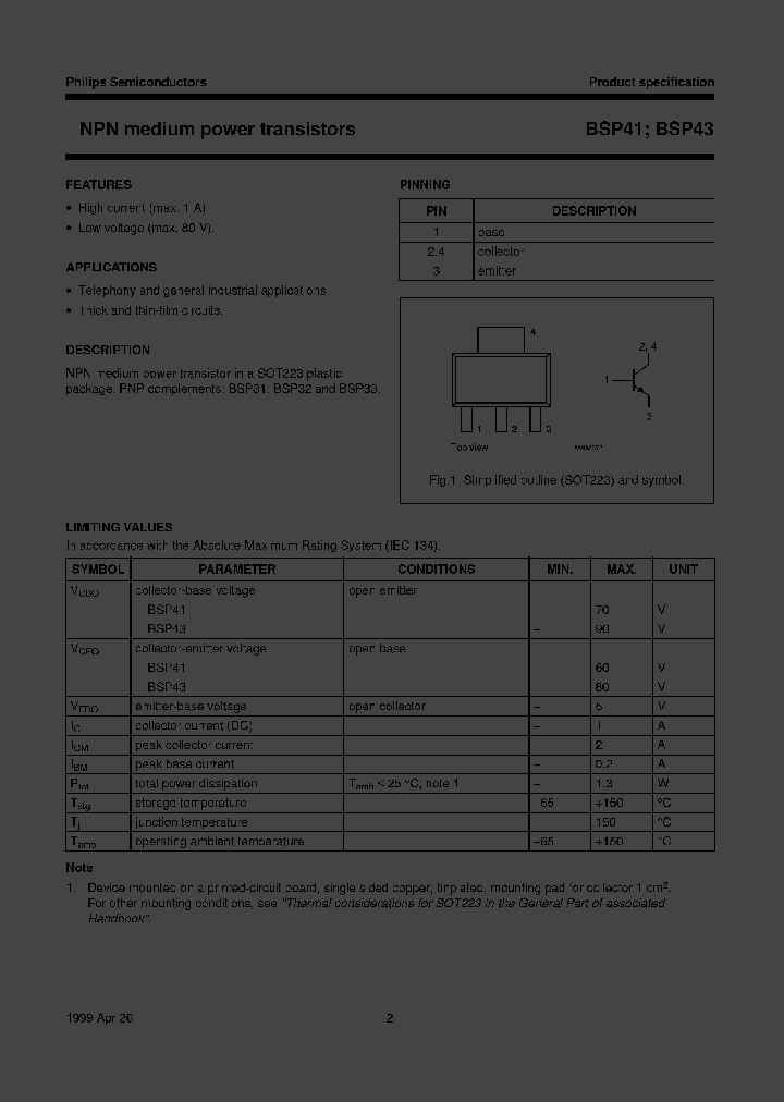 BSP43TR_6086596.PDF Datasheet