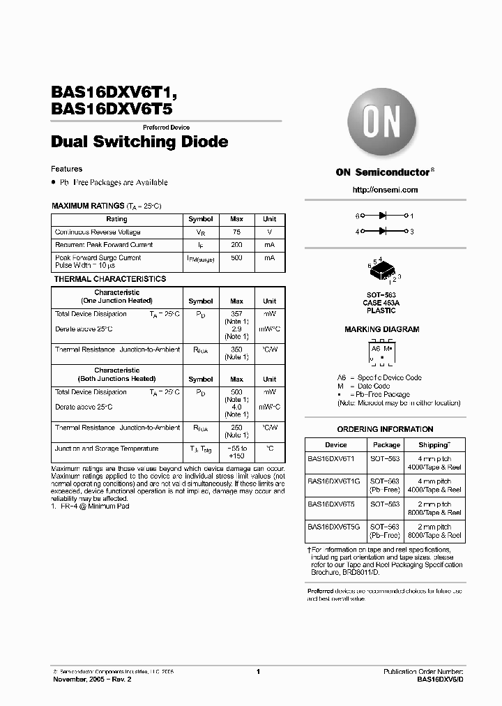 BAS16DXV6T5_6097145.PDF Datasheet