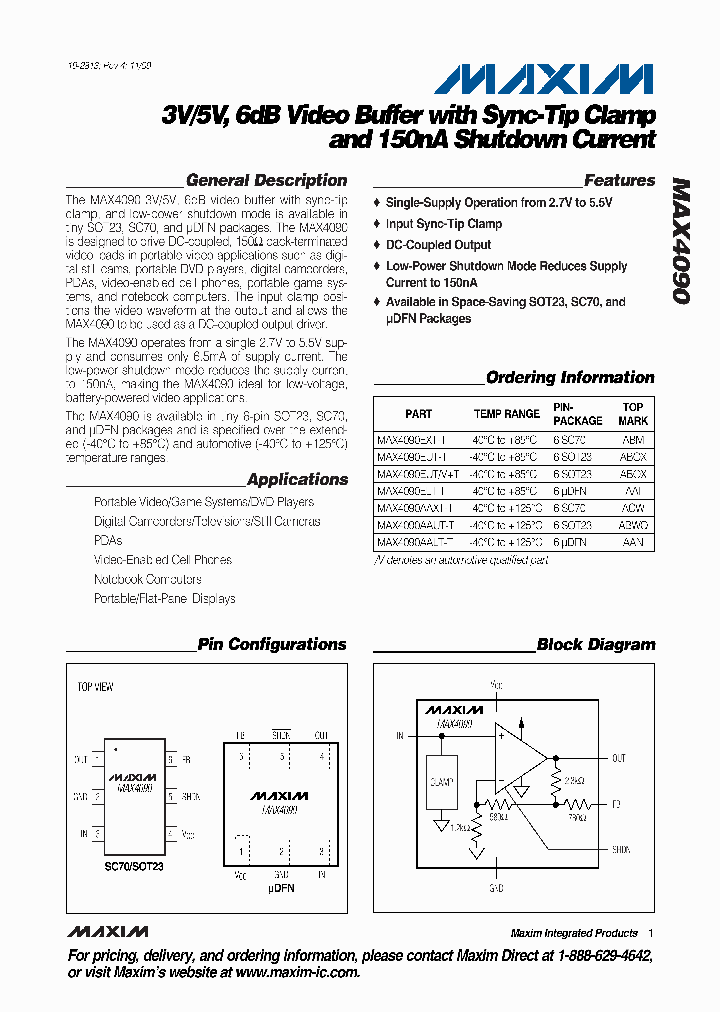 MAX4090ELT_6094095.PDF Datasheet