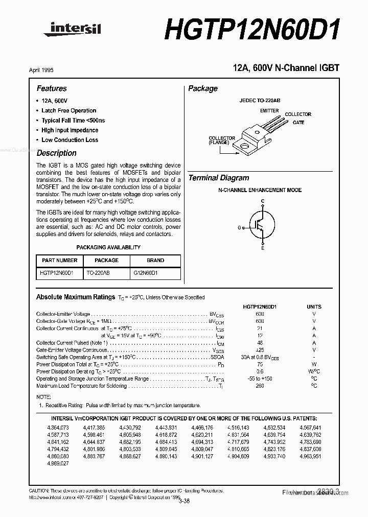 HGTP12N60D1_6102700.PDF Datasheet