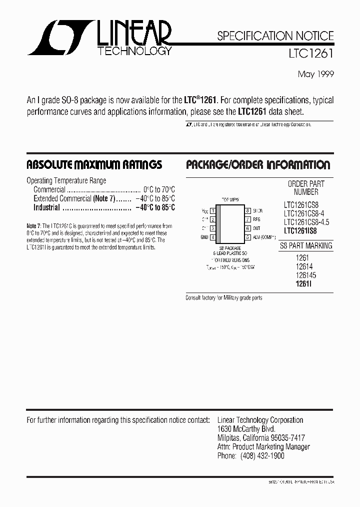 LTC1261CS8-4PBF_6102812.PDF Datasheet