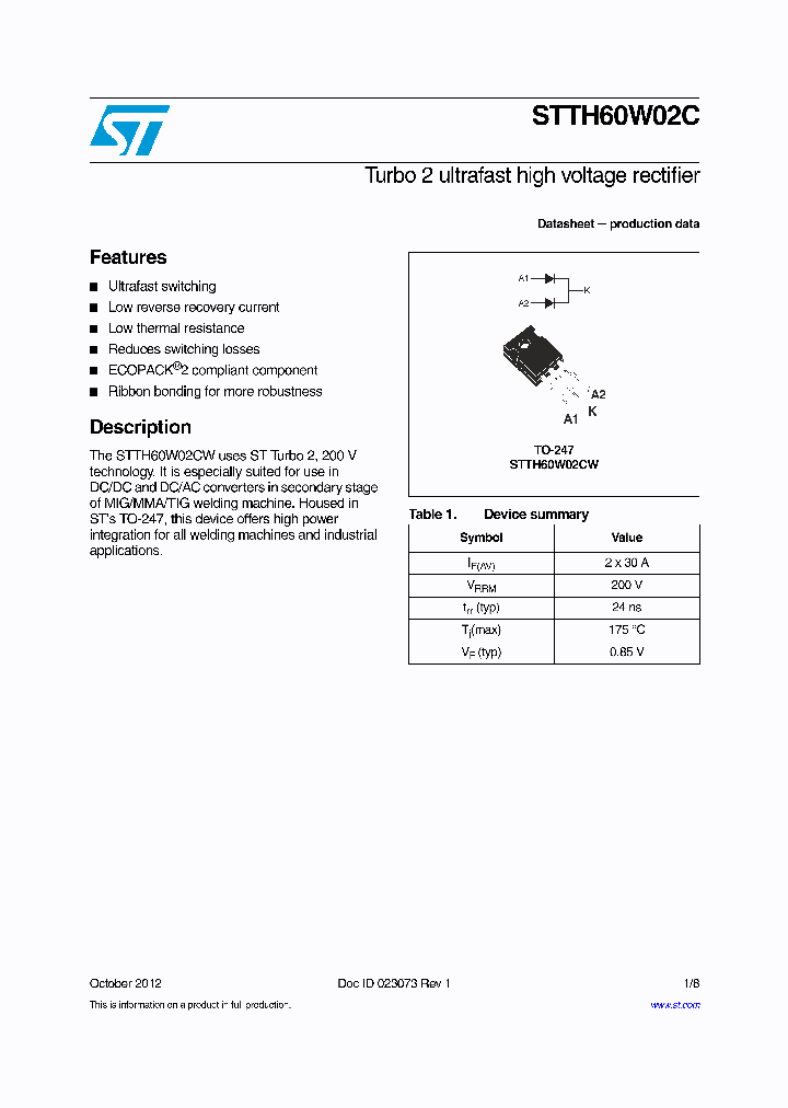 STTH60W02C_6139786.PDF Datasheet