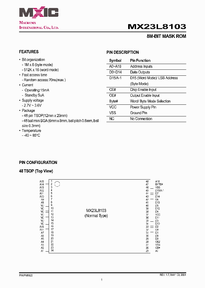MX23L8103TC-70_6141105.PDF Datasheet