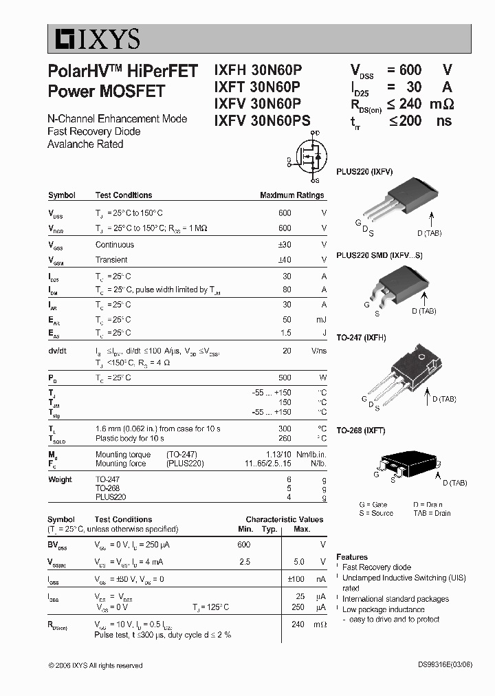 IXFT30N60P_6148065.PDF Datasheet