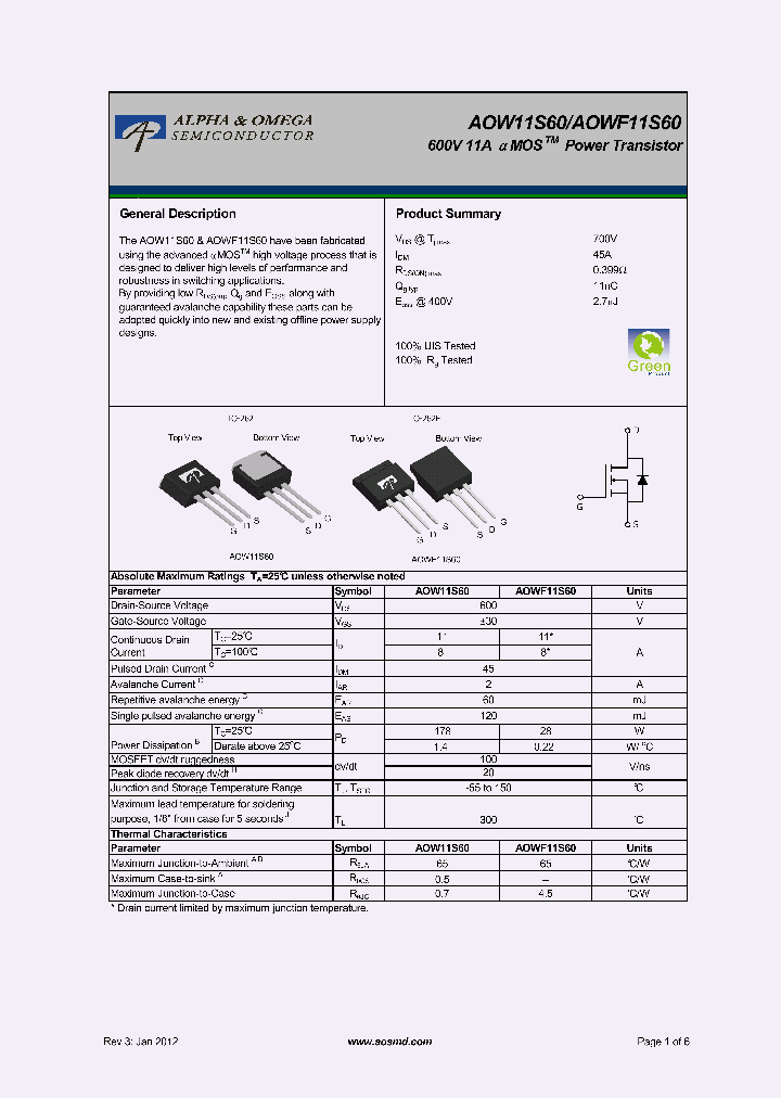 AOW11S60_6149844.PDF Datasheet