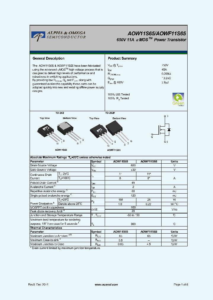 AOW11S65_6149845.PDF Datasheet