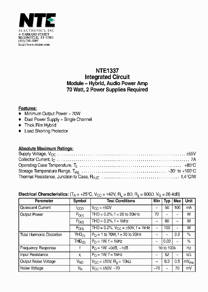NTE1337_6156493.PDF Datasheet