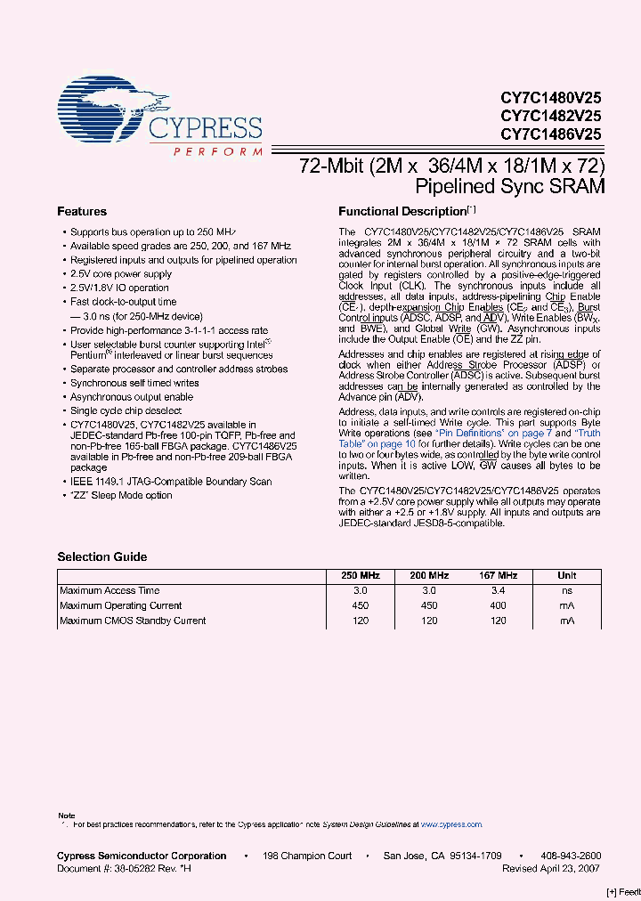 CY7C1486V25-250BGC_6175903.PDF Datasheet