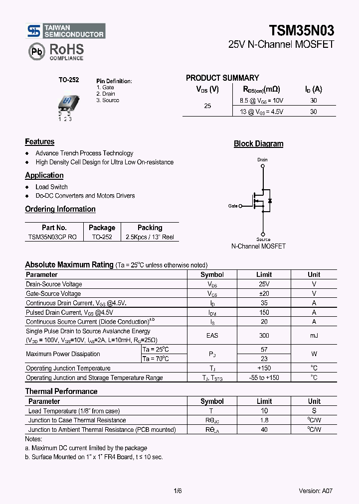 TSM35N03CPRO_6186630.PDF Datasheet
