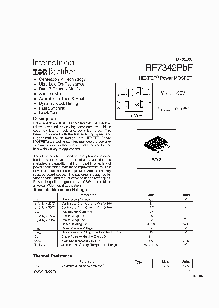 IRF7342PBF_6184697.PDF Datasheet