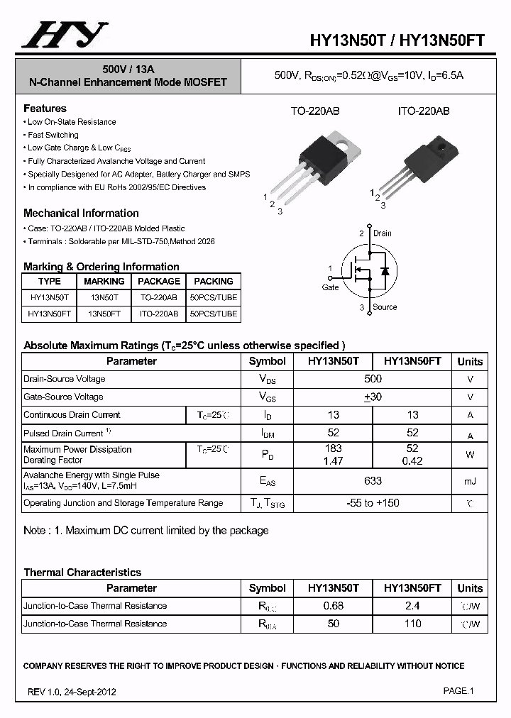 HY13N50FT_6195316.PDF Datasheet