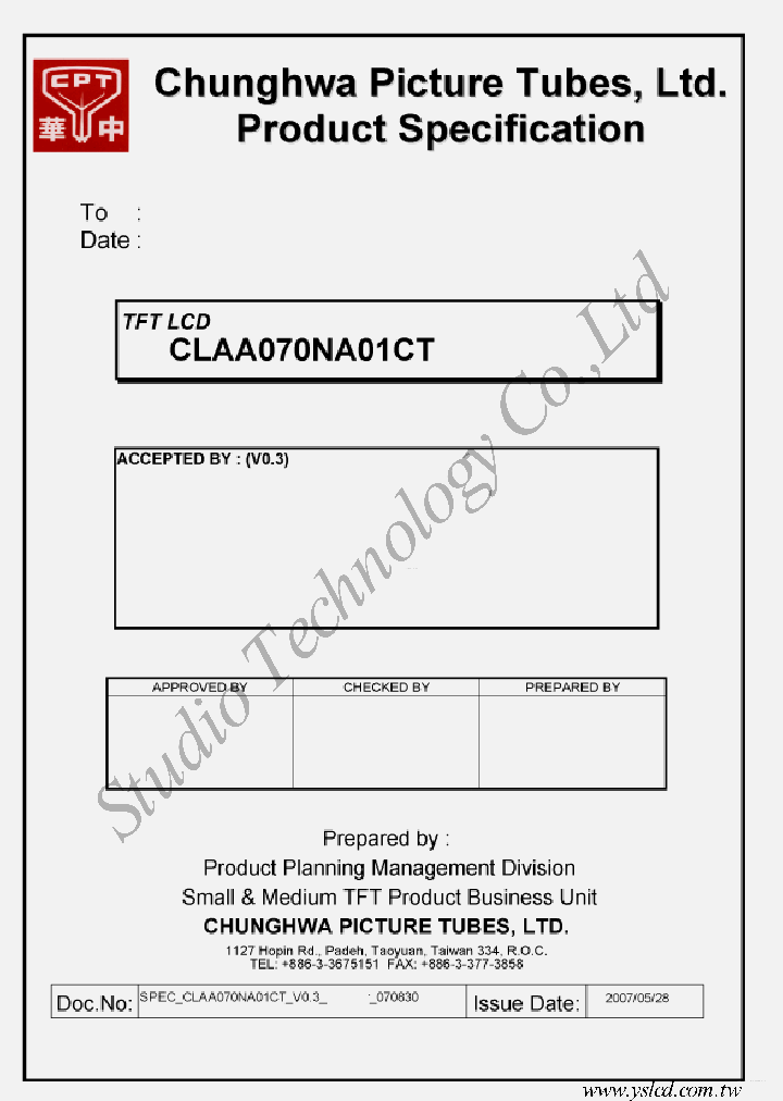 CLAA070NA01CT_6196814.PDF Datasheet