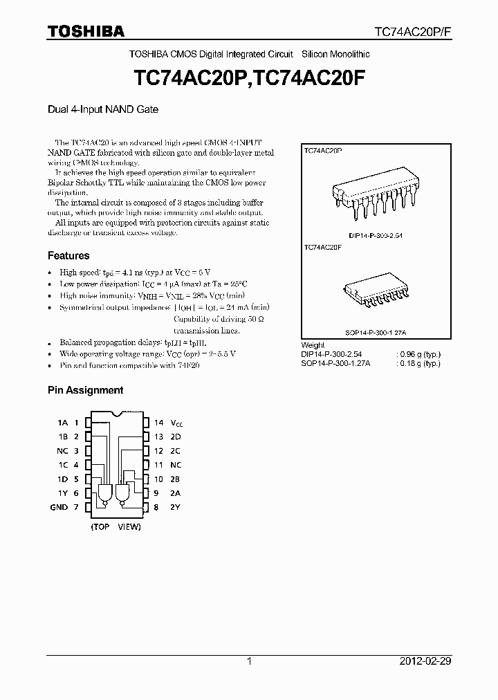 TC74AC20F12_6202693.PDF Datasheet