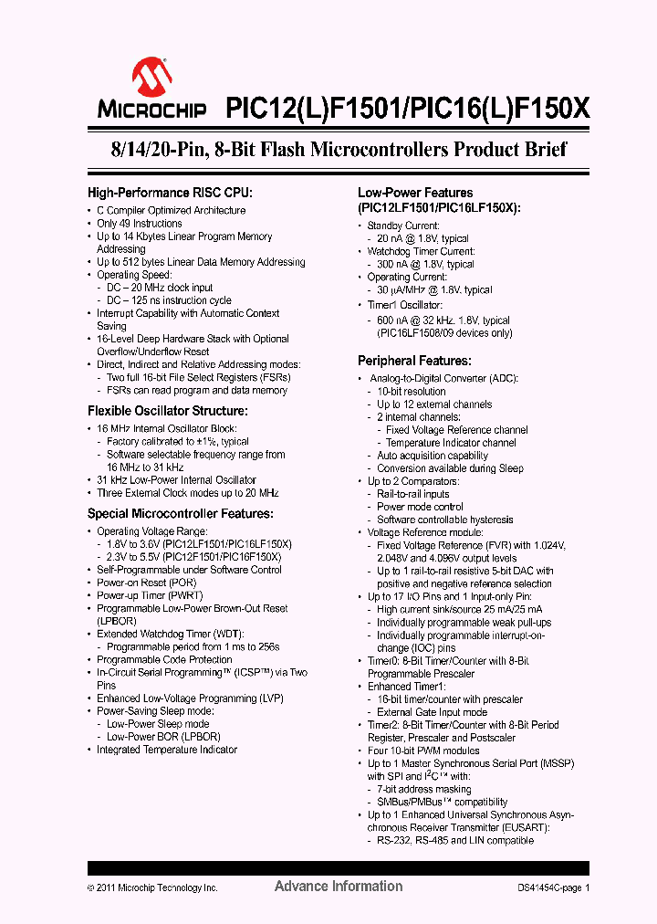 PIC12LF1501_6203170.PDF Datasheet