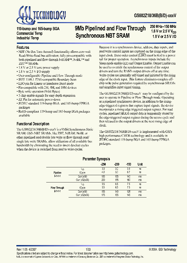 GS882Z36BB-150V_6203466.PDF Datasheet