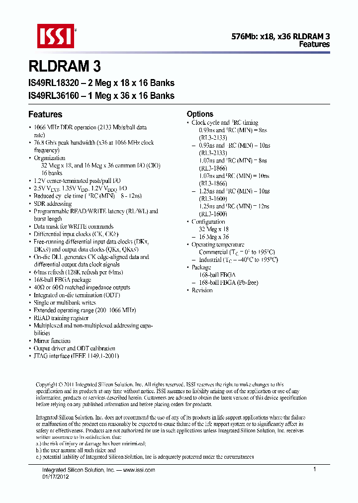 IS49RL36160_6204420.PDF Datasheet