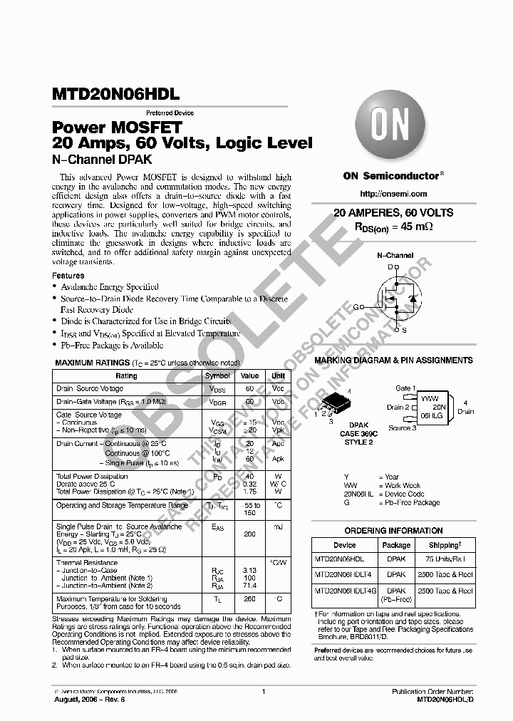 MTD20N06HDLT4_6218470.PDF Datasheet