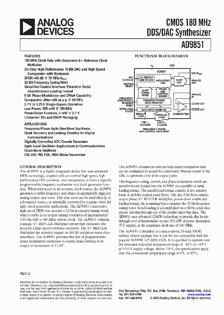 AD9851BRSZ_6215708.PDF Datasheet